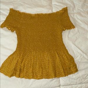 Juniors XS Japna Gold Smocked Off the Shoulder Top